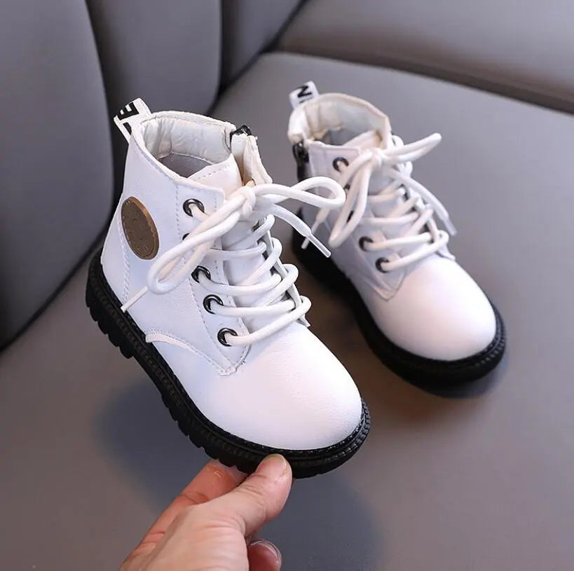 Kids Tide Boots Boys Shoes Autumn Winter Leather Children Boots Fashion Toddler Girls Boots Warm Winter Boots Kids Snow Shoes