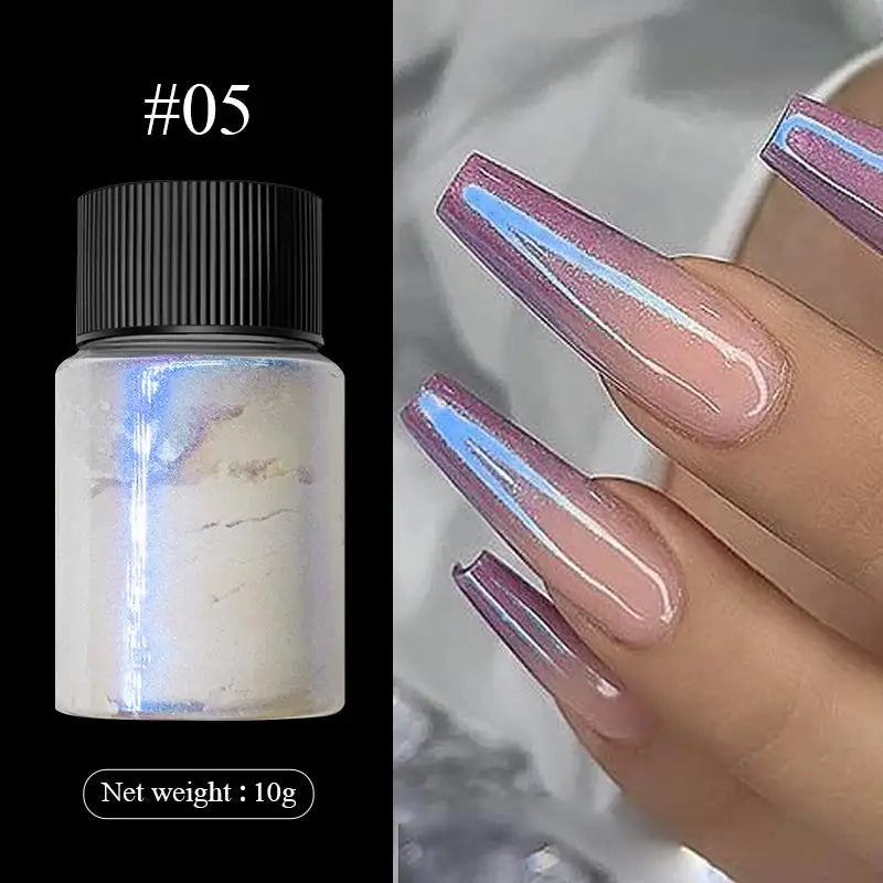 1Box Silver Gold Moonlight Mirror Nails Glitter Powder Metallic Silver Decoration For Nails Aurora Chrome Manicure Nail  Art