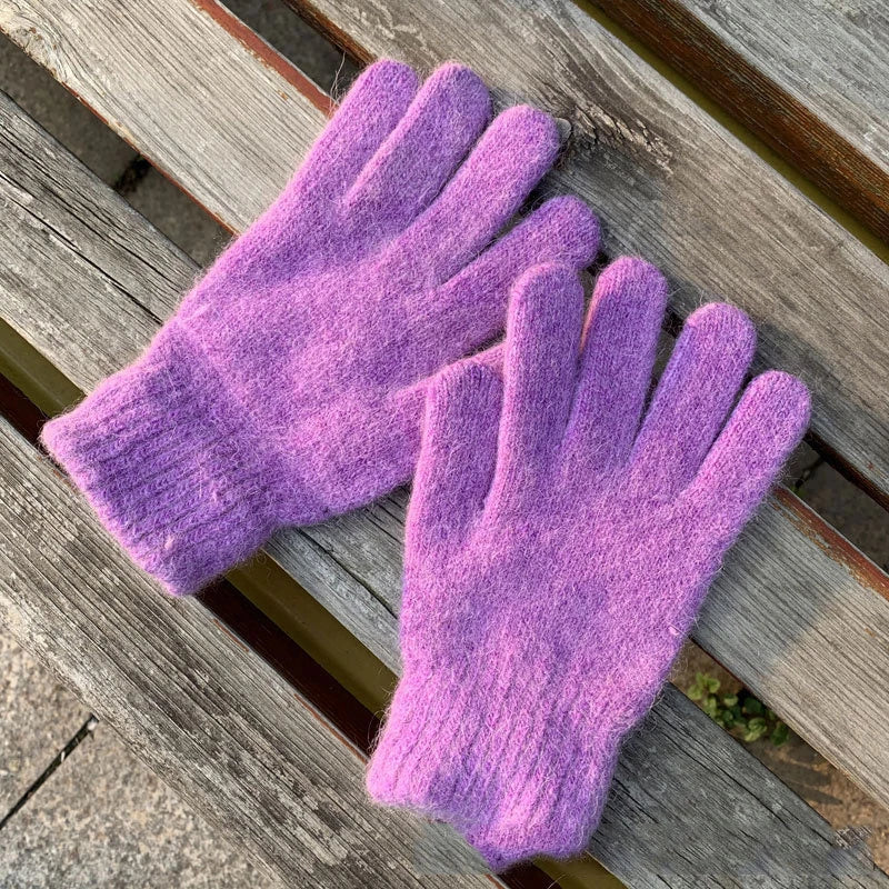 Winter Knitted Gloves Mittens Student Thicken Keep Warm Fur Gloves Outdoors Driving Cycling Office Velvet Full-finger Gloves