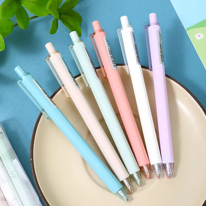 6pcs Simple Gel Pen Quick-Drying Black Ink Writing Smooth Japanese School Supplies Kawaii Pen Aesthetic Stationery Office Items