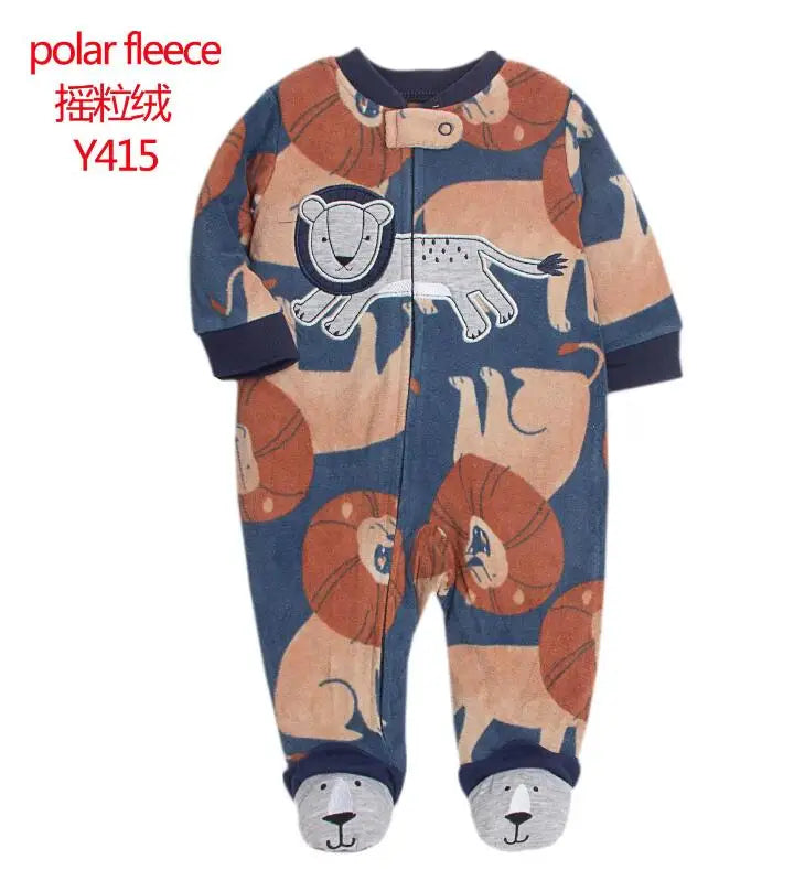 Baby Pajamas Zipper Fleece Newborn Girls Romper Warm Winter Underwear One Piece Overalls Boys Outfits Truck Infants Clothes