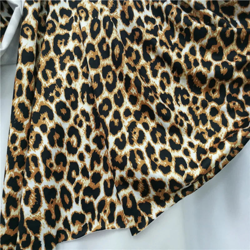 Good Skin Friendly Cotton/spandex 4-Side Elastic Milk Silk Brown/Black Leopard Pattern Print Knit Fabric DIY Sewing Dress/Shirt