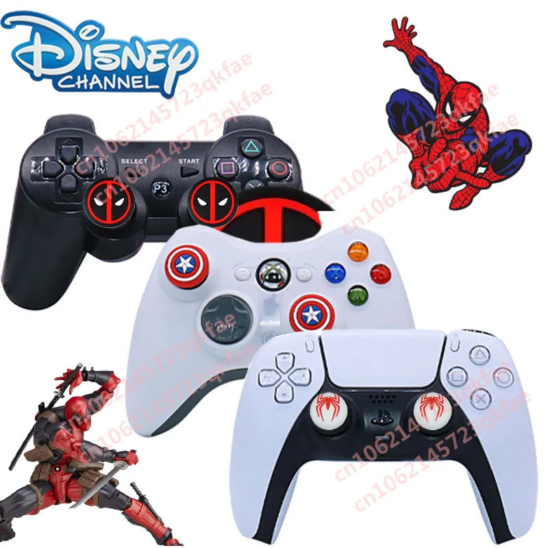 2PCS/Set Disney SpiderMan Deadpool Silicone Thumb Grip Cap Cover Playstation PS4/5 Xbox Controller Thumbstick Accessories Gifts