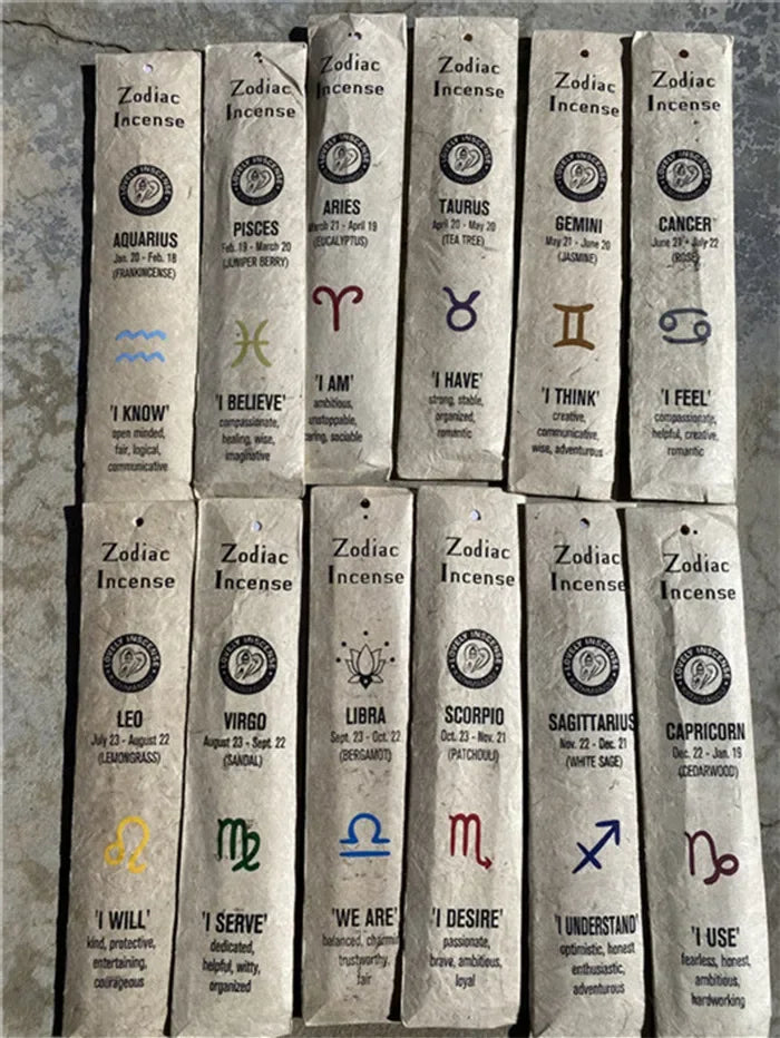 Natural Incense Sticks Nepal Zodiac Incense Handmade Sandalwood Sagittarius White Sage Leo Lemon Incense Stick Air Aromatherapy