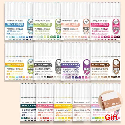 171/9 Direct Liquid Acrylic Art Markers Paint Pens Brush Color Marker for Rock Painting Stone Glass DIY Art Supplies Stationery