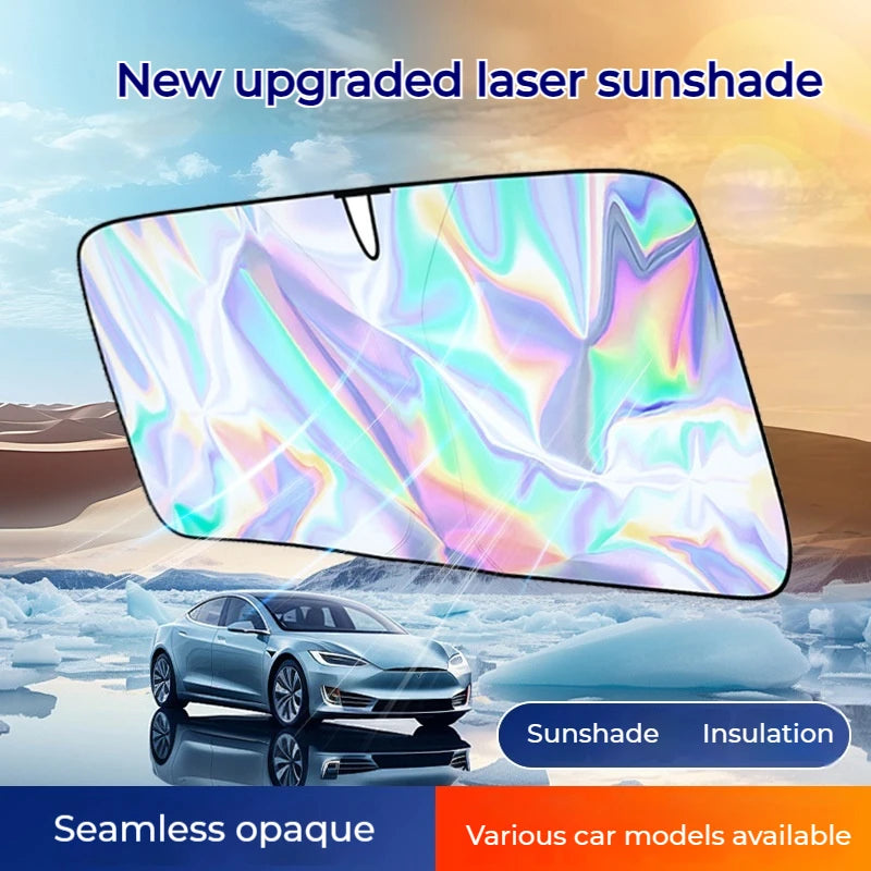 Car Sunshade Front Curtain Laser Sunshade Protector Interior UV Protection Windshield Folding Parasol Auto Parts