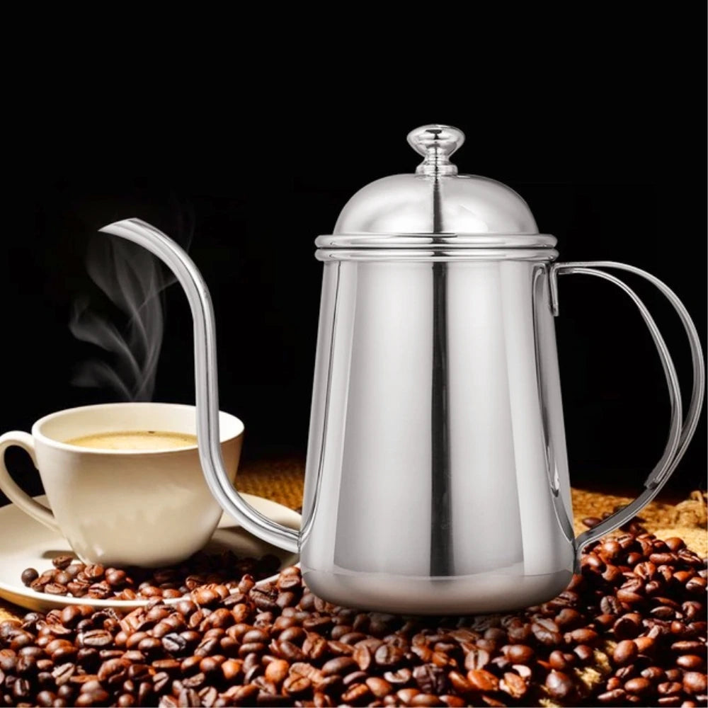 22oz/650ml Stainless Steel Pour Over Coffee Kettle Gooseneck 6mm Spout Drip Pot Coffee Makers Teapot Cafetiere for Barista