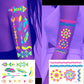 12/24pcs Luminous Temporary Tattoos Stickers UV Neon Fluorescent Glow in the Dark For Body Face Tattoo Stickers Party Accessorie
