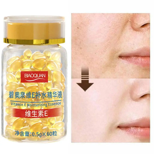 60pcs/bottle Vitamin E Soft Gel Capsules Serum Nutrition Moisturizing Whitening Freckle Face Care Serum Removal Spot Acne