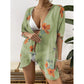 Women'S Summer Beach Kimono Cardigan Floral Print Chiffon Loose Top Bikini Cover Up Sexy Transparent Shawl Oversize Cardigan