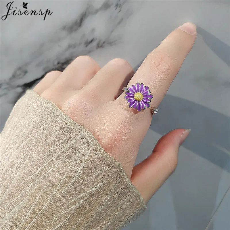 Luxury Anxiety Ring Fidget Spinner Ring for Women Crystal Flower Butterfly Animal Finger Ring Rotate Anti Stress Wedding Jewerly