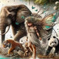 Woman and Dragon Large Size Diy Diamonds Painting Wild Animals Elephant Full Drill Mosaic Embroidery Elf Pictures 200x100cm