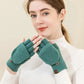 Women Winter Warm Gloves Thickening Wool Gloves Knitted Flip Fingerless Exposed Finger Thick Gloves Without Fingers Mittens