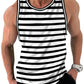 Mens Retro Stripe 3D Printed Tank Tops Fashion Summer Sleeveless Casual Sports Vest Loose Quick Dry Breathable Tees Clothes
