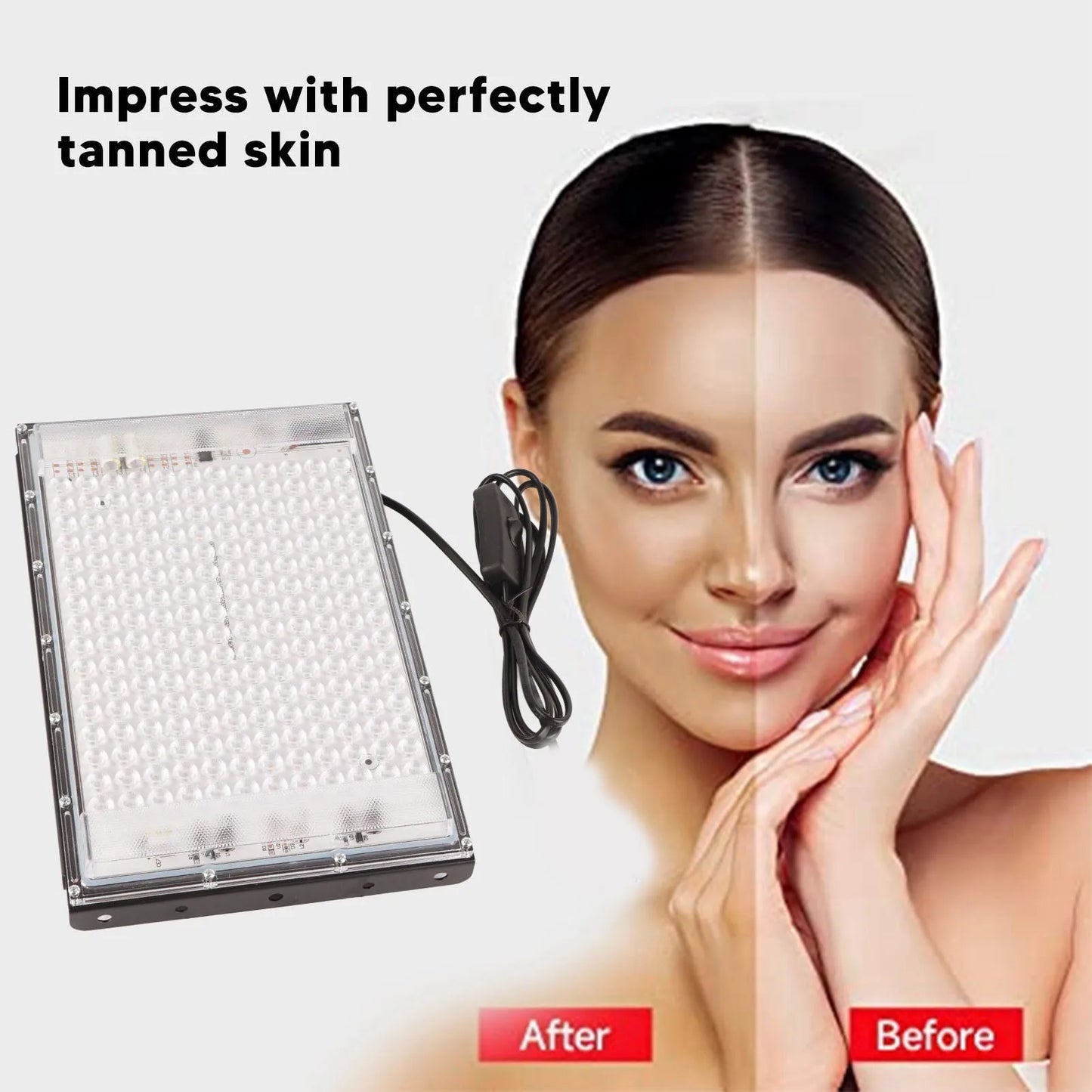 ZK40 Tanning Lamp 45W Full Blue 192 LEDs with Switch Portable Tanning Light 100‑240V for Face Body Home Use US Plug