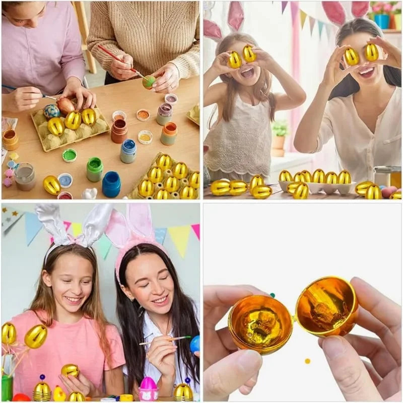 6/24PCS Fillable Easter Eggs Golden Plastic Eggs Creative Easter Gift Box Children's Toys DIY Wedding Birthday Party Decoration