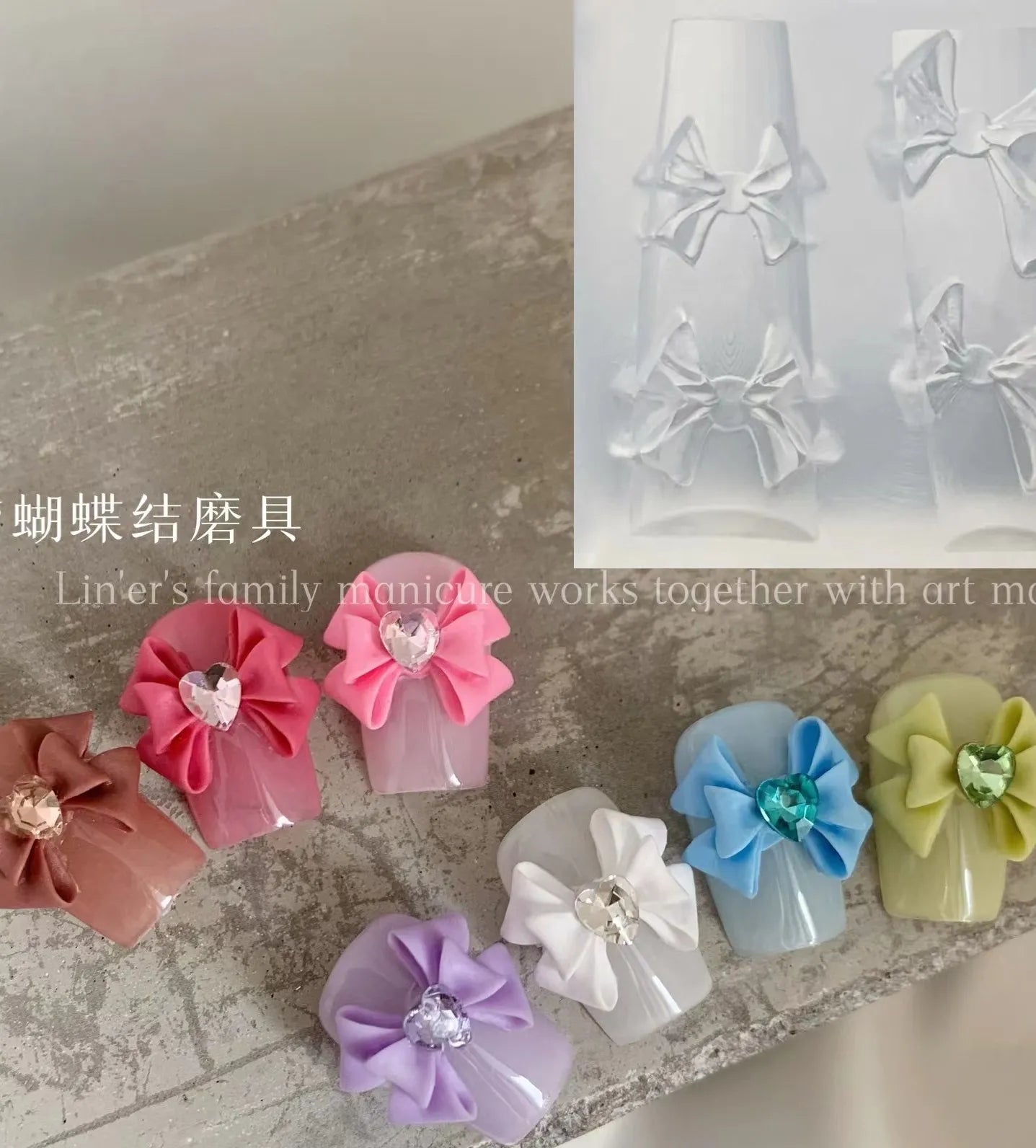 1pc  Bowknot Flower 3D Acrylic Nail Mold Palace Nail  Decorations  DIY Design Silicone Manicure Mold Nail Art