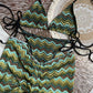 Women Swimsuit Colored Maple Leaves Knitted Bikini Skirt Three-Piece Set Split Swimsuit Bikini