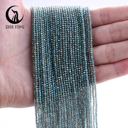 Zhe Ying New 2mm Electroplating AB Crystal Beads Small Loose Faceted Spacer Beads for Jewelry Making DIY Accessories