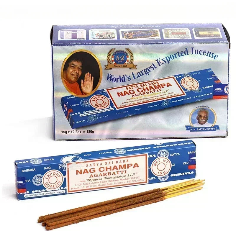 5BOX NAG Champa Indian Incense Collection Satya Handmade Sticks with Six Flavors Refreshing Medicinal Aromas for Home Meditation