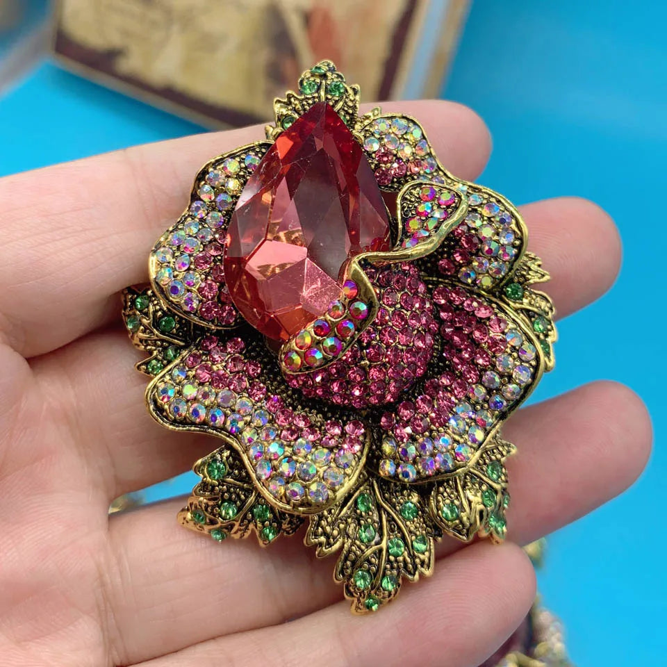 Zlxgirl Blue Pink Flowers Brooches Bouquet Christmas Accessories Beautiful Women Vintage Brooch Pins Bijoux Fashion Hijab Pins