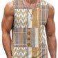 Retro Geometric Graphic Tank Tops For Men Casual Summer Sleeveless 3D Printed Vest Loose Quick Dry Breathable Tees Pullovers