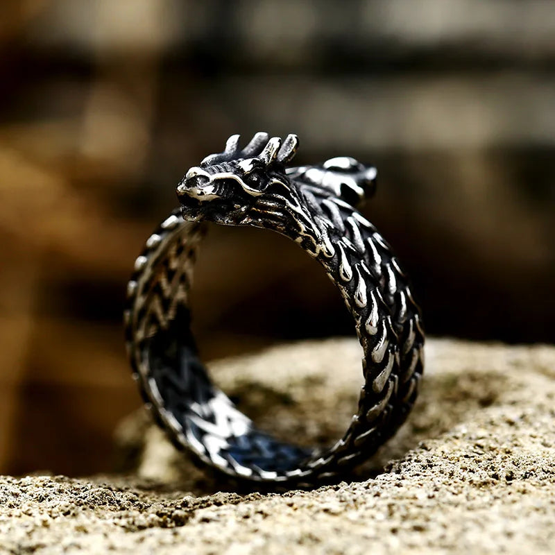 Beier New Fashion Domineering retro Cool Big Head Stainless Steel Animal Personality Huge Dragon Animal Ring BR8-890