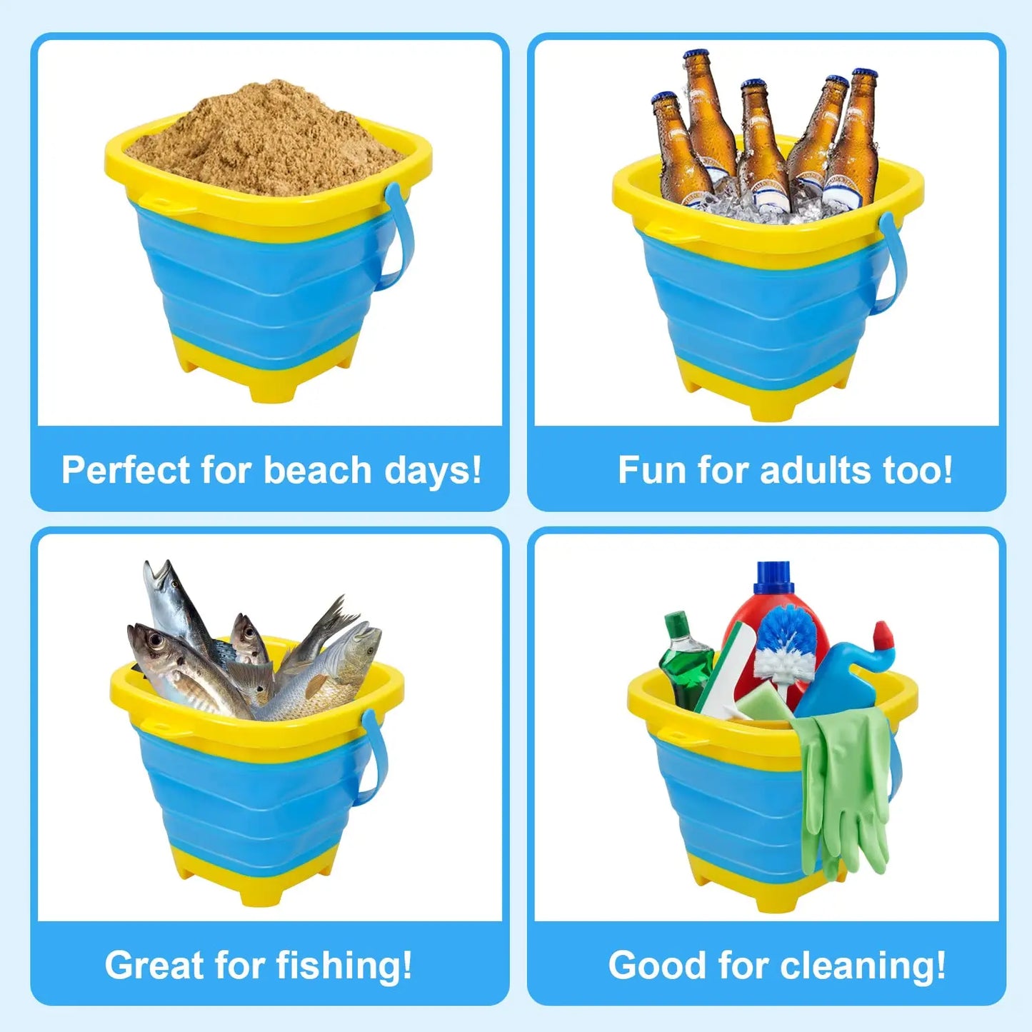 Foldable Silicone Bucket Beach Toys Summer Sand Playing Outdoor Toy Children Portable Folding Sandbox Bucket For Kids