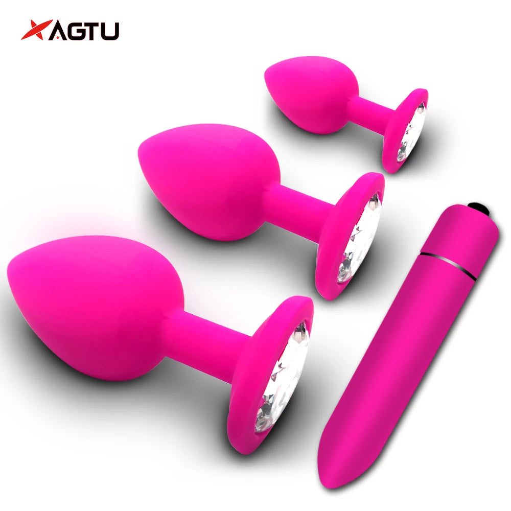 S/M/L Anal Plug Butt Vibrator Women/Men Soft Silicone Round Shaped Erotic Bullet Anal plug Bullet Gay Sex Toys for Adults