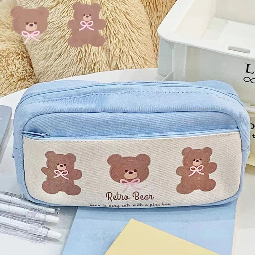 back to School supplies Girl school kit Pencil box pencil Bag pencil pouch cute Bear School pencil cases kawaii stationery items