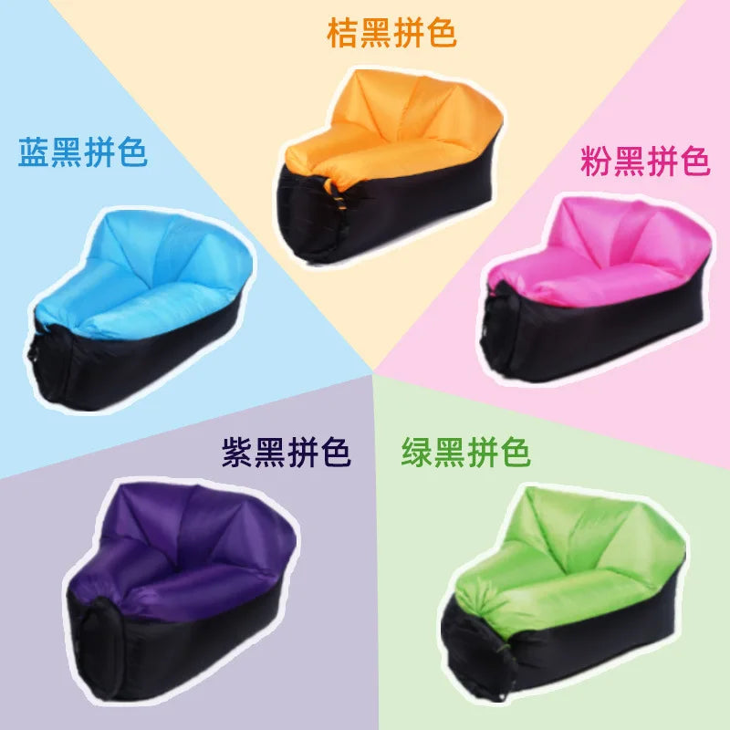 Inflatable Sofa Outdoor Lazy Sofa Portable Beach Sleeping Bag Folding Single Air Sofa Cushion Travel Goods Air Sofa Mat Camping