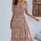 Ladies Sexy Vintage Floral Print Boho Summer Dress Women Casual Elastic Bohemian Beach Dress Women Sundress Robe Vestidos Female