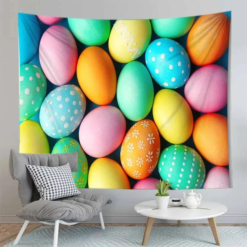 Happy Easter Egg Tapestries Aesthetic Dormitory Wall Hanging Cloth Home Decoration House Bedroom Living Room Background Cloth