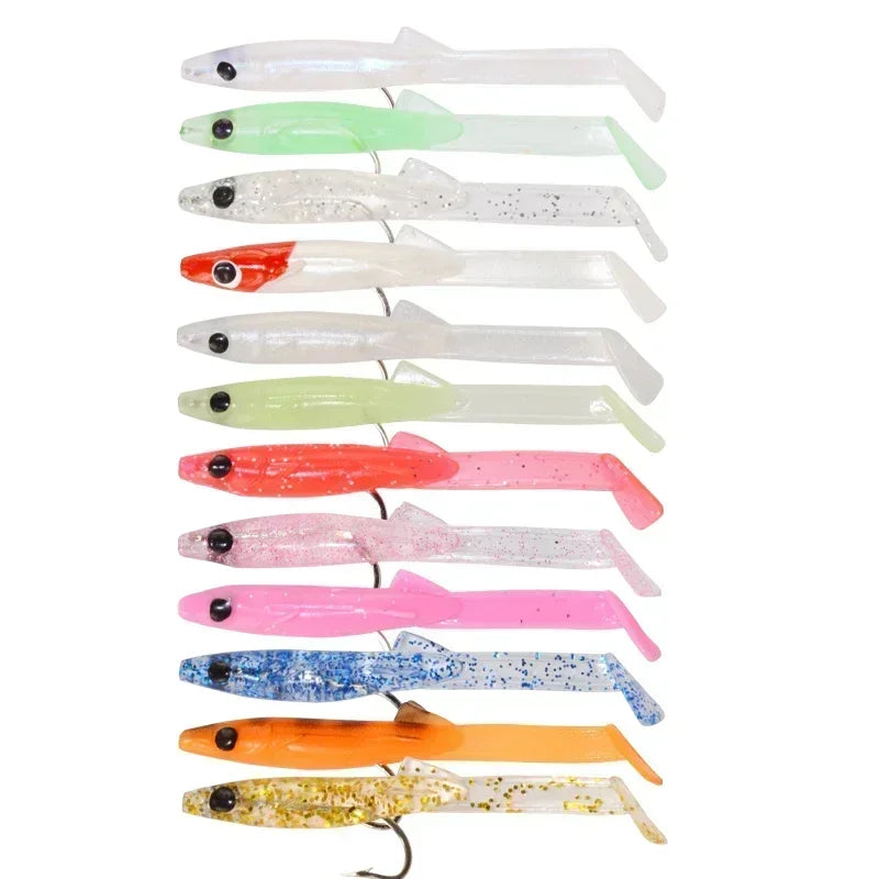 Afishlure Soft Eel White Raglou Fishing Lure Sea Small Game Bait 55mm 0.9g x10 Paddle Tail Mackerel Killing