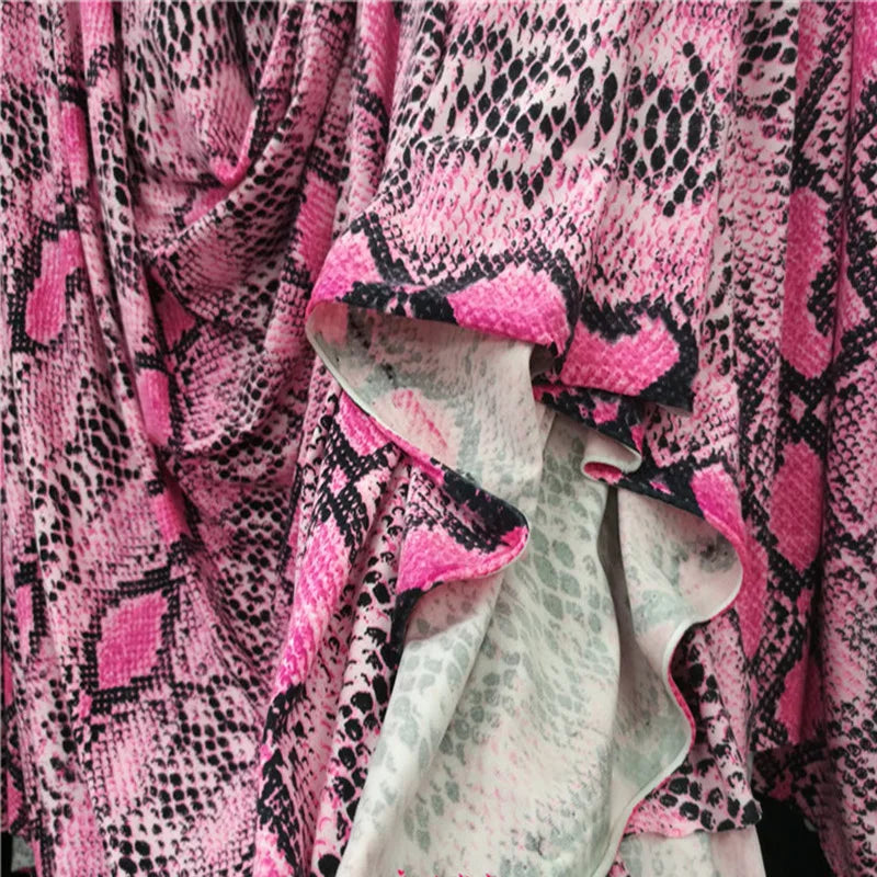 Good Soft Cotton/spandex 4-Side Elastic Milk Silk Pink Snake Pattern Printing Knit Fabric DIY Sew Dance Dress /T-Shirt