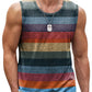 Retro Striped Graphic Tank Tops For Men Fashion Casual Summer Sleeveless 3D Printed Vest Loose Crew Neck Quick Dry Sports Tees