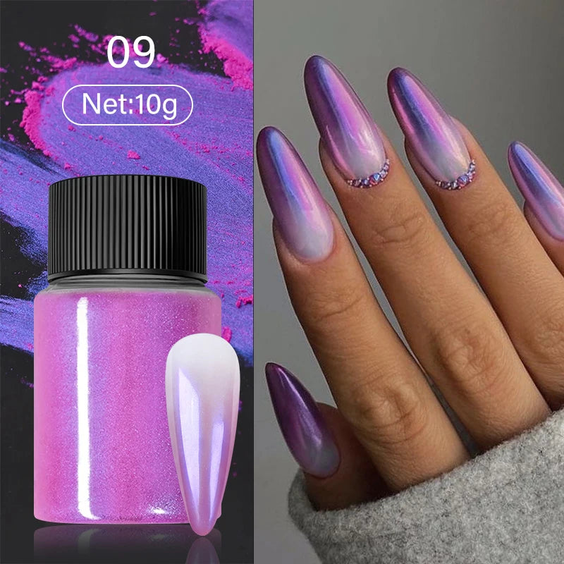 1Box Silver Gold Moonlight Mirror Nails Glitter Powder Metallic Silver Decoration For Nails Aurora Chrome Manicure Nail  Art