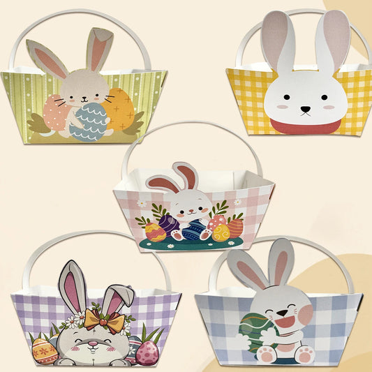 5Pcs Easter Bunny Paper Candy Buket Carton Rabbits Cookie Box For Happy Easter Party Table Decoration Kids Candy Packagings