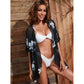 Women'S Summer Beach Kimono Cardigan Floral Print Chiffon Loose Top Bikini Cover Up Sexy Transparent Shawl Oversize Cardigan