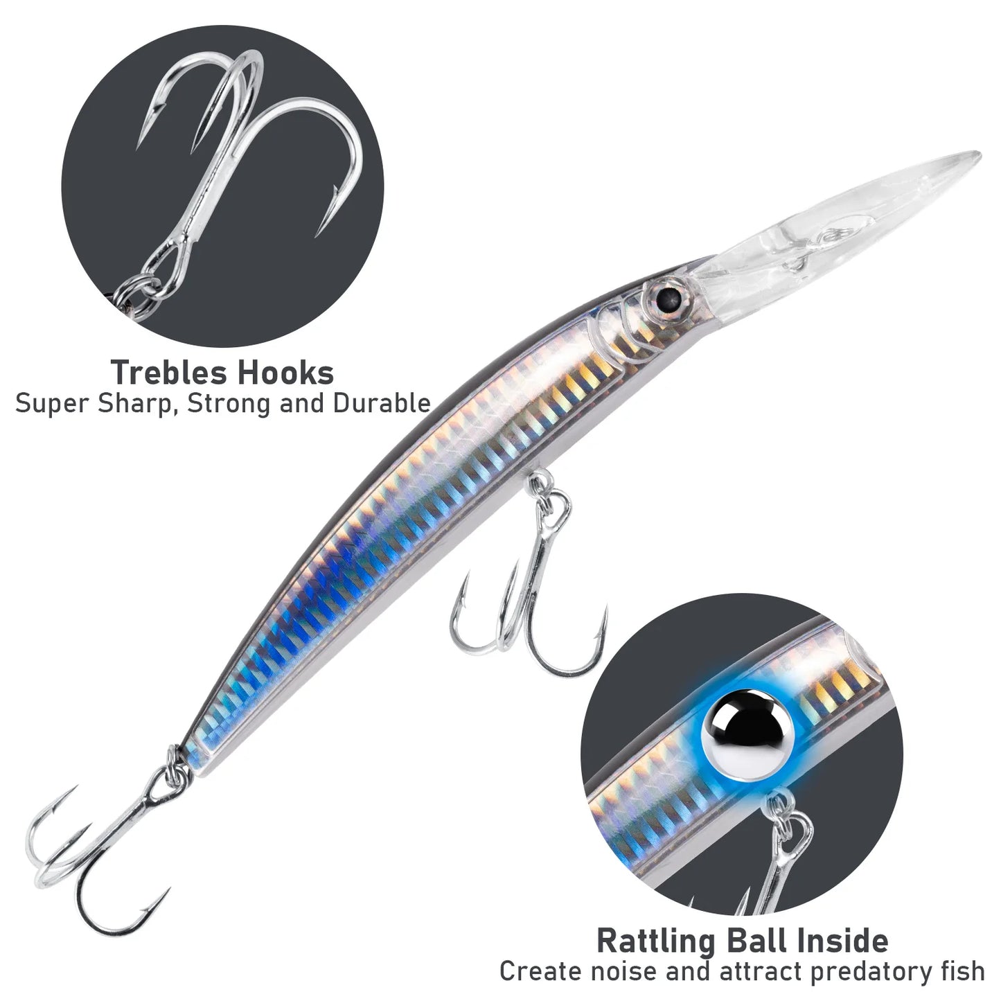 26.5g Minnow Fishing Lure Jerkbait Deep Diving Saltwater Hard Bait Trolling Lure Freshwater Fishing Plugs Mackerel Bluefish Bass