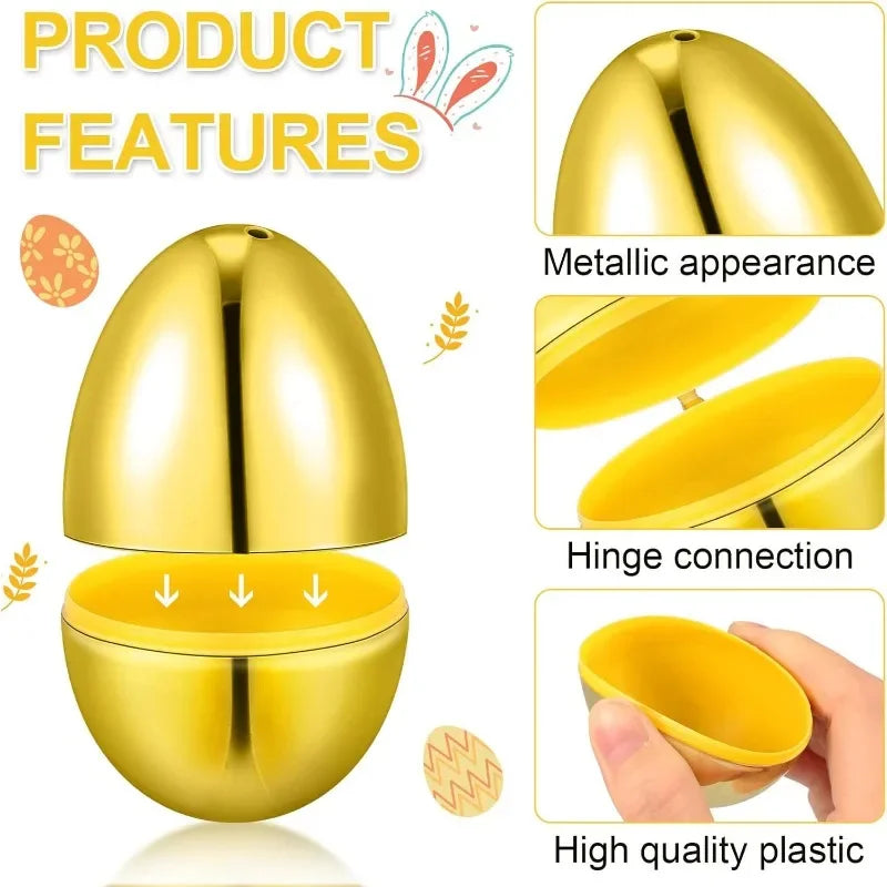 6/24PCS Fillable Easter Eggs Golden Plastic Eggs Creative Easter Gift Box Children's Toys DIY Wedding Birthday Party Decoration