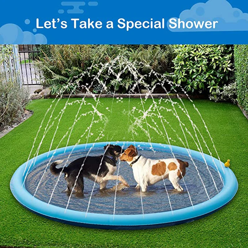 150/170cm Summer Dogs Swimming Pool Mat Inflatable Water Spray Bathtub Outdoor Interactive Fountain Toys For Dogs Cats Children