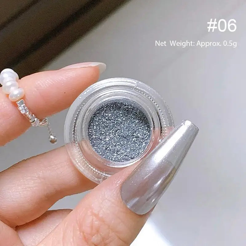 1Box Silver Gold Moonlight Mirror Nails Glitter Powder Metallic Silver Decoration For Nails Aurora Chrome Manicure Nail  Art