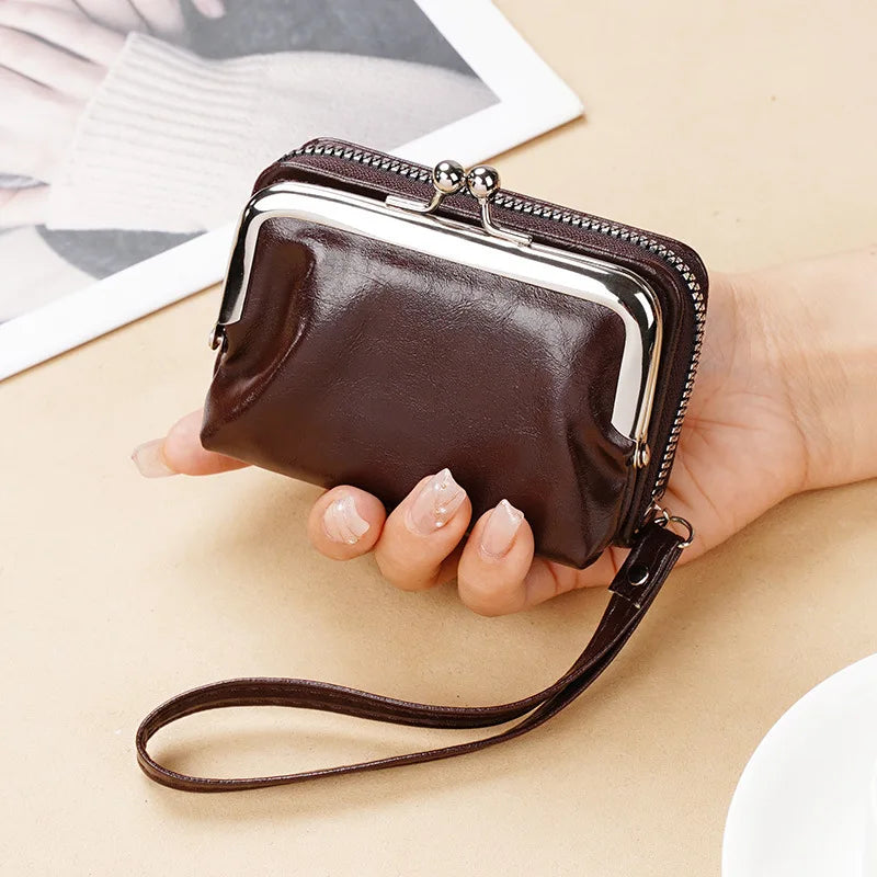 Women's Wallets Vintage Style Coin Purses Large Capacity Card Holder Wrist Strap Short Small Change Storage Bag Women Wallet