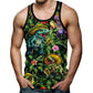 Car Dinosaur Pattern Tank Tops For Men Coconut Tree 3D Printed Tees Summer Casual Loose Tops Street Sports Round Neck Vest