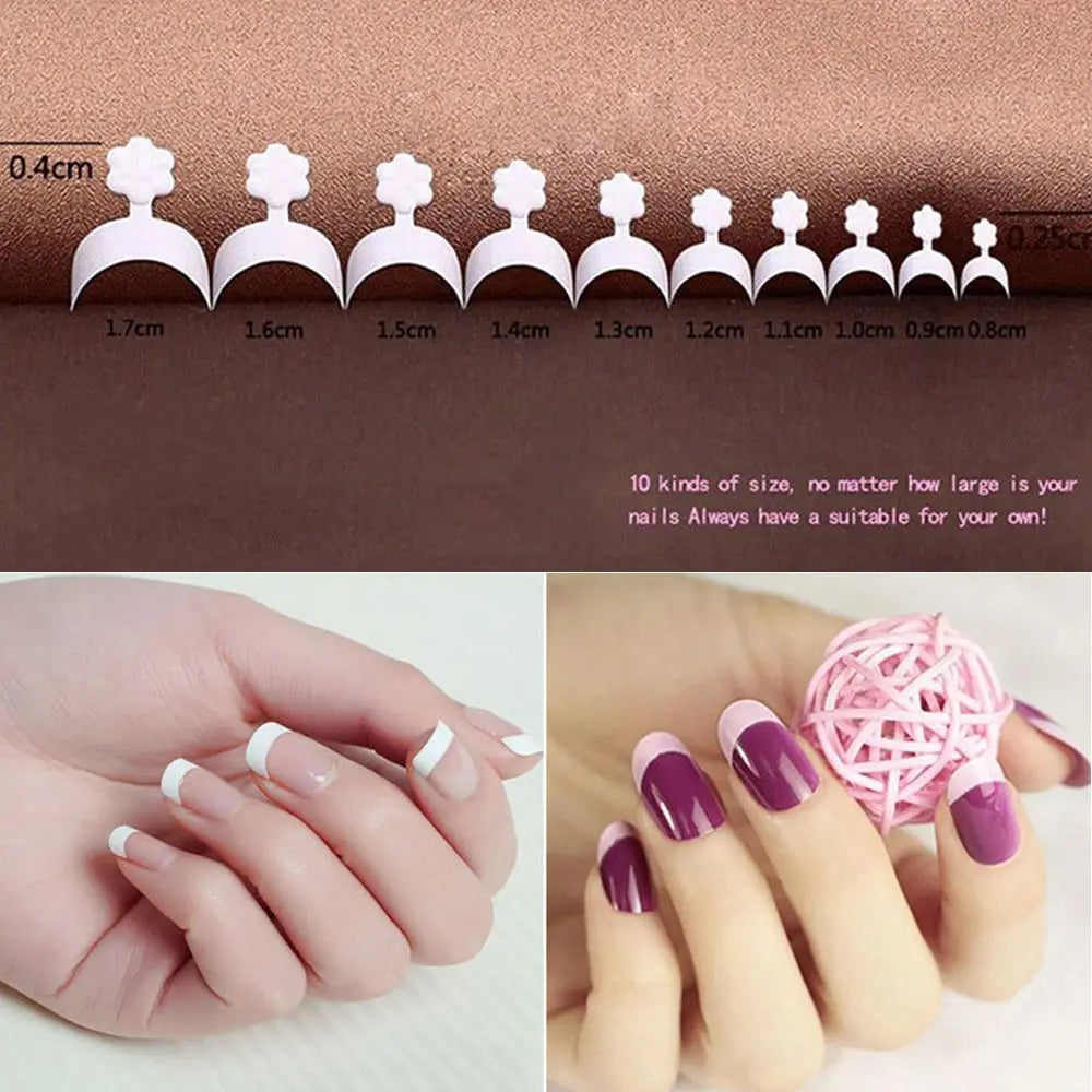 Trendy New Hot False Nail Wraps Acrylic Nails White Wrap Nail Tips Short French Manicure