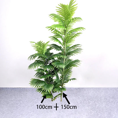 150cm Large Artificial Palm Tree Fake Tropical Plants Green Monstera Leaves Plastic Banyan Tree for Garden Home Office Decor
