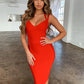 Free Shipping Summer Dress Women Sexy V Neck Backless White Red Bandage Dress 2022 Ladies Mini Party Dress Vestido