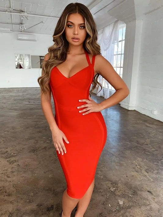 Free Shipping Summer Dress Women Sexy V Neck Backless White Red Bandage Dress 2022 Ladies Mini Party Dress Vestido