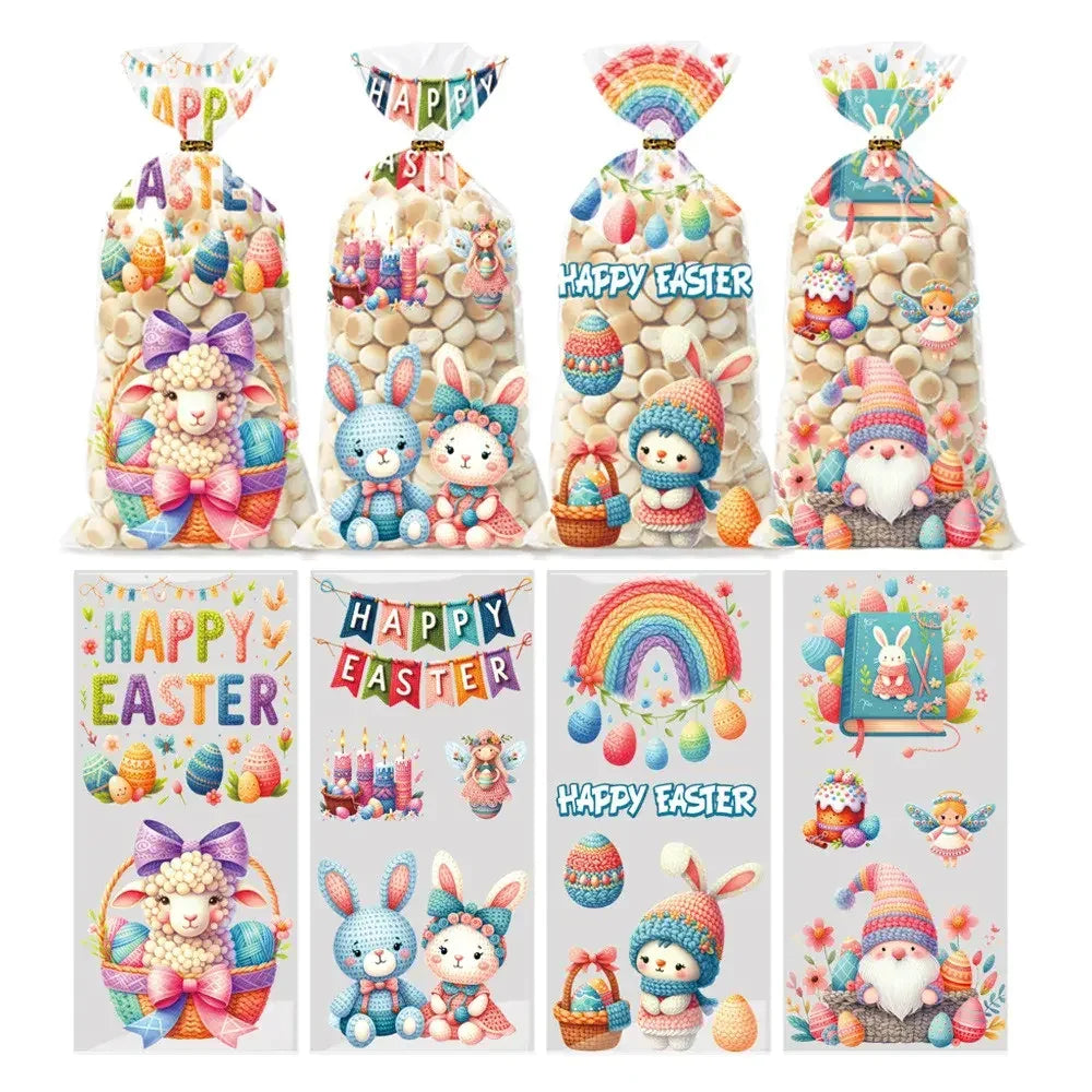 50pcs Cute Rabbit Ear Candy Bags Easter Party Gift Cookie Chocolate Packaging Bag 2025 Happy Easter Party Decoration Supplies